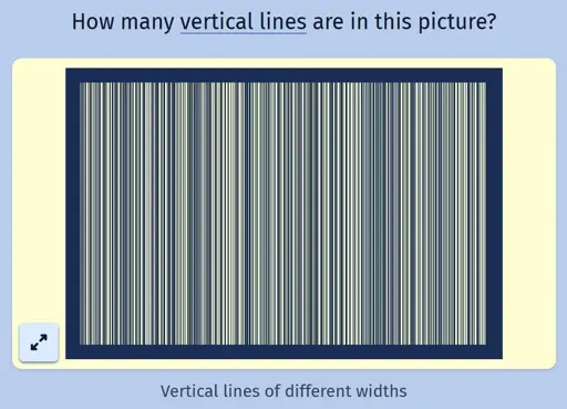 A screenshot of the daily game Estimate Me showing a picture of multiple vertical lines